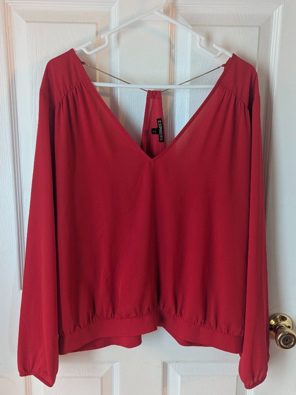 Express semi sheer red top - L